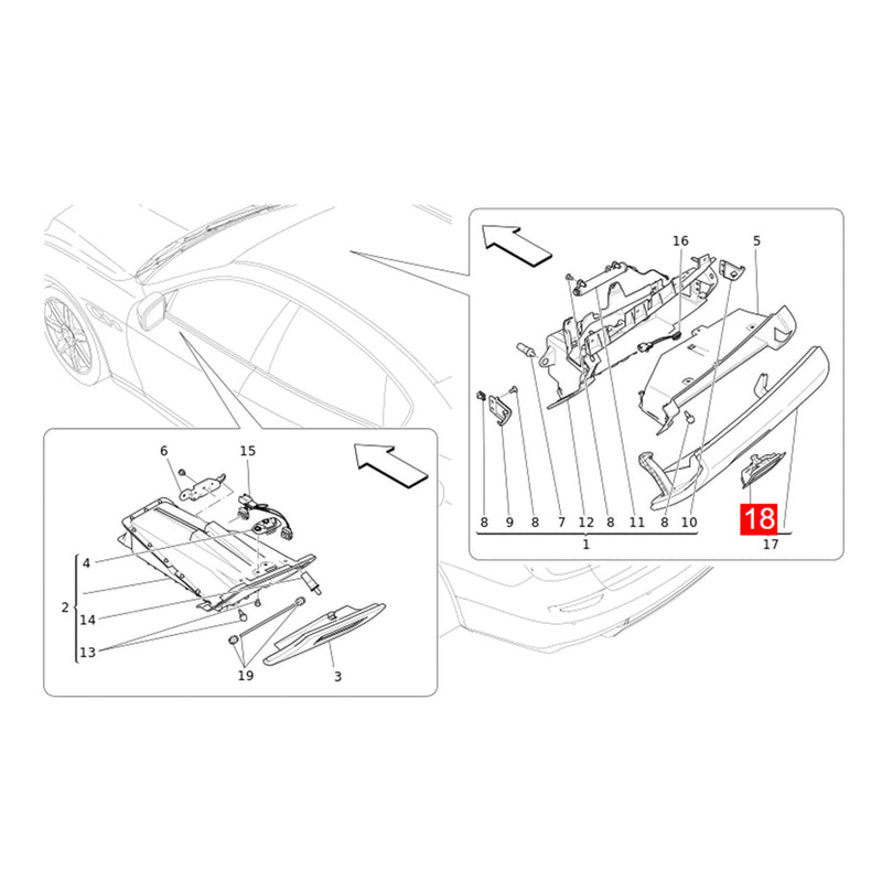WXZOS Passenger Side Glove Storage Box Handle Assy for Maserati Ghibli M157 2014-2021