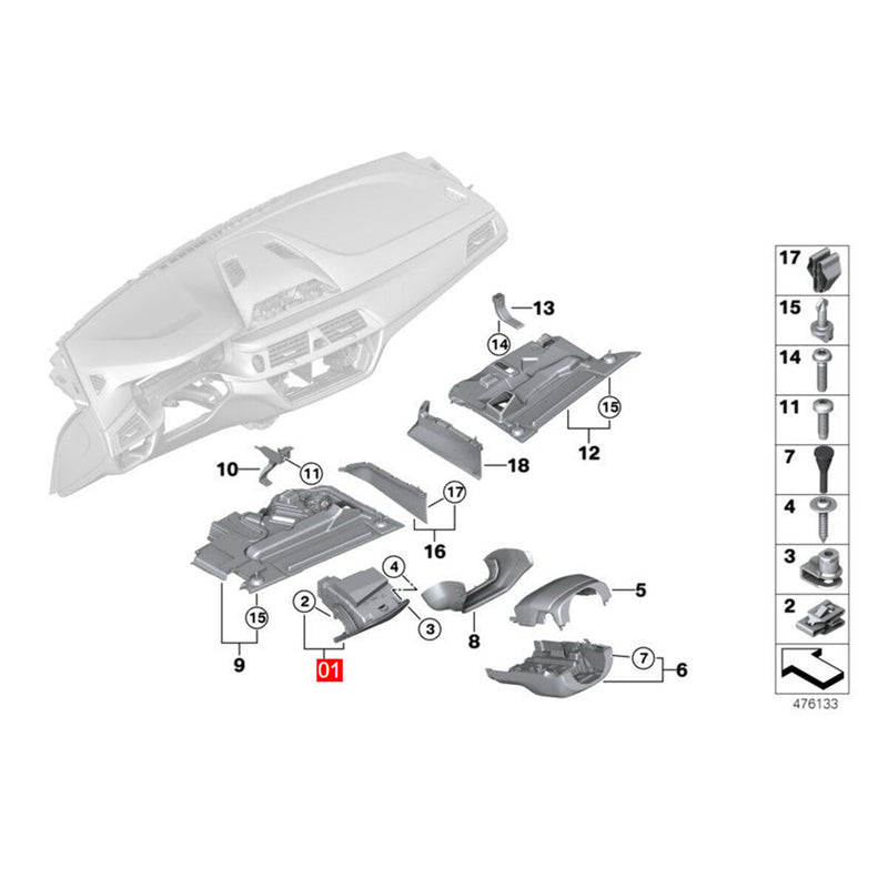 WXZOS Front Let Driver Side Glove Storage Box for BMW G32 GT 6series 2018-2023
