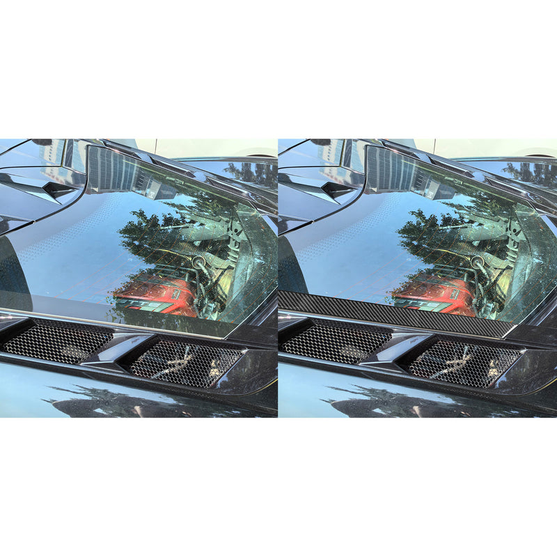 WXZOS Genuine Carbon Fiber Rear Windshield Trim for Chevrolet Corvette C8 2020-2024