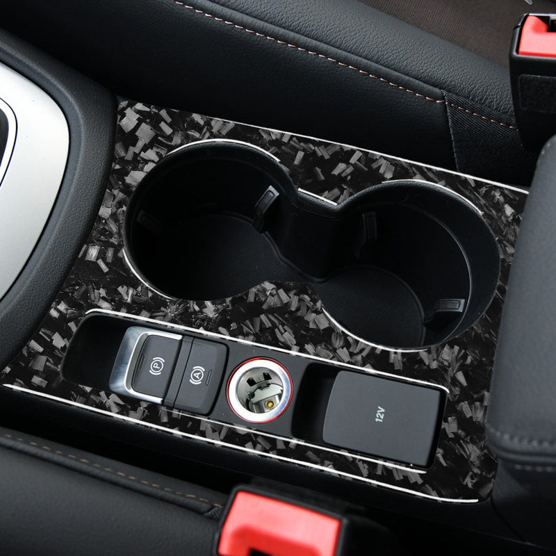 WXZOS Genuine Carbon Fiber Center Console Cup Holder Panel Trim for Audi Q3 2015-2018