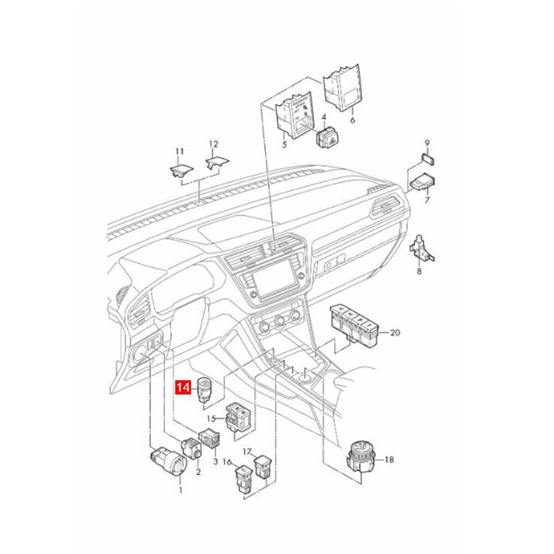 Engine Key Start Stop Switch 5NG959839 for VW 2017-2021 Tiguan