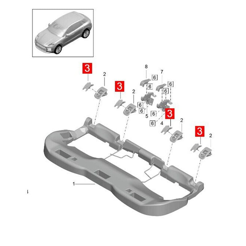 Black Rear Child Seat Buckle ISOFIX Switch Cover for Porsche Macan 95B 2014-2021