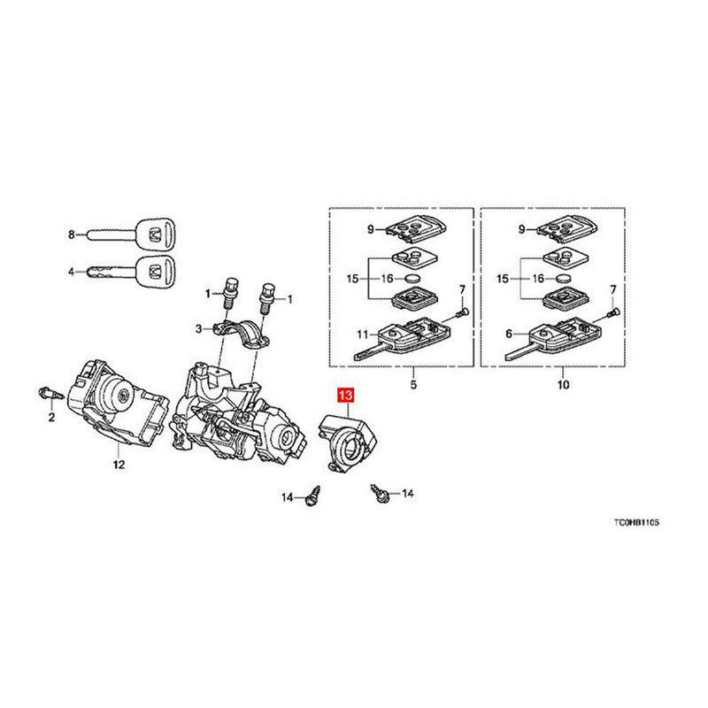 Unità modulo immobilizzatore per Honda Odyssey 2.4L 2010-12 Accord 2.0/2.4L 2...