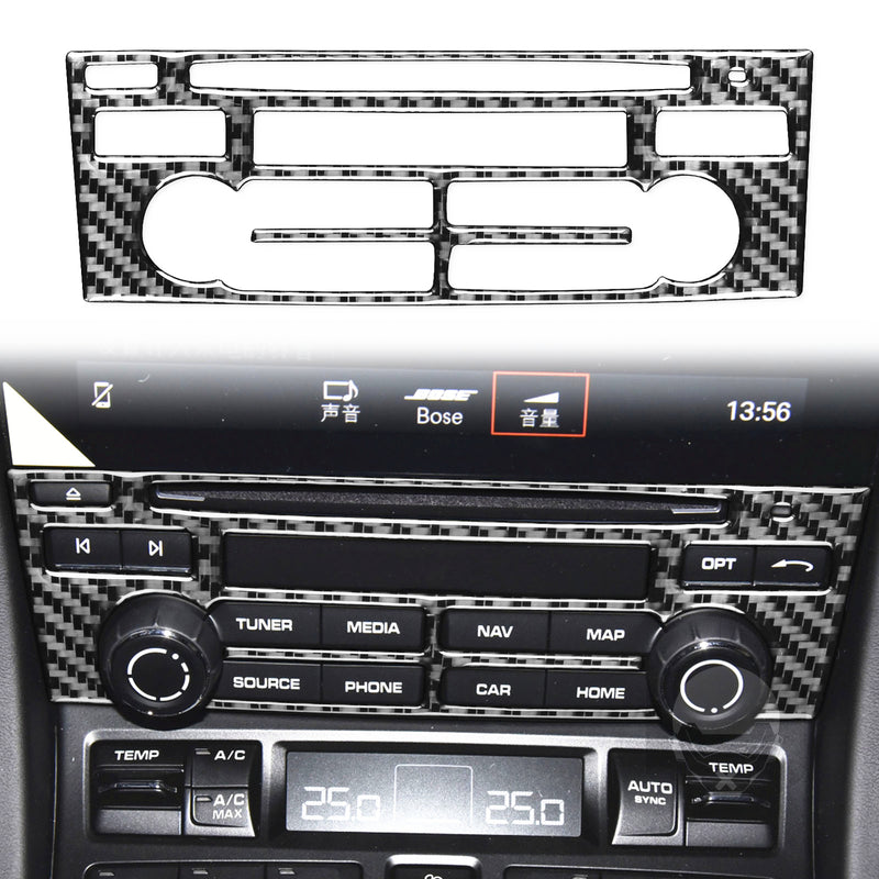 WXZOS Genuine Carbon Fiber Center Dashboard Panel Trim for Porsche 718 Cayman 2017-24