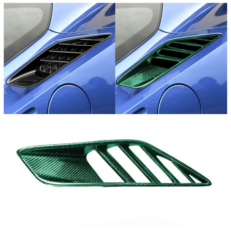 WXZOS 1SET Carbon Fiber Rear Side Intake Trim for Chevrolet Corvette C7 2014-2019