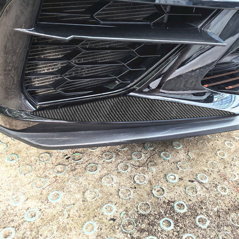 WXZOS Genuine Carbon Fiber Front Splitter Trim for Chevrolet Corvette C8 2020-2024