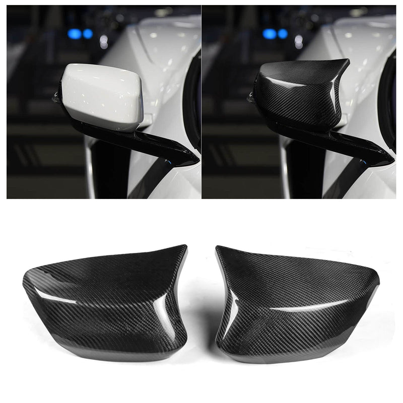 WXZOS Dry Carbon Fiber Side Wing Mirror Cover Trim for Chevrolet Corvette C8 2022-2024