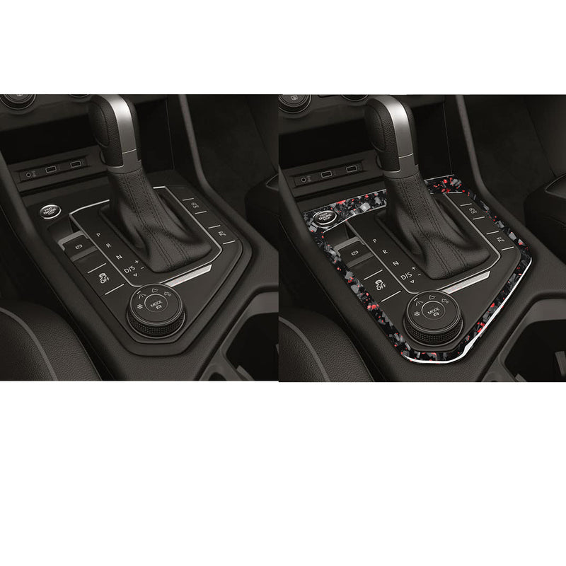 WXZOS Genuine Carbon Fiber Gear Shift Knob Lever Panel Trim for VW Tiguan 2017-2020