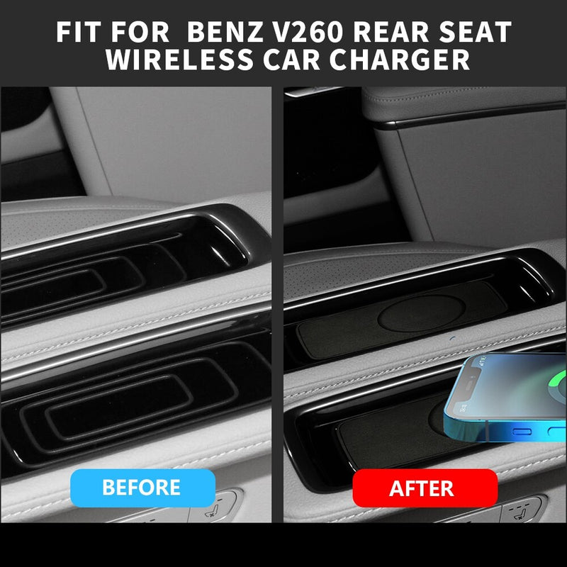 WXZOS Rear Armrest Seat Wireless Fast Charging Pad for Mercedes-Benz V250 2019-2022
