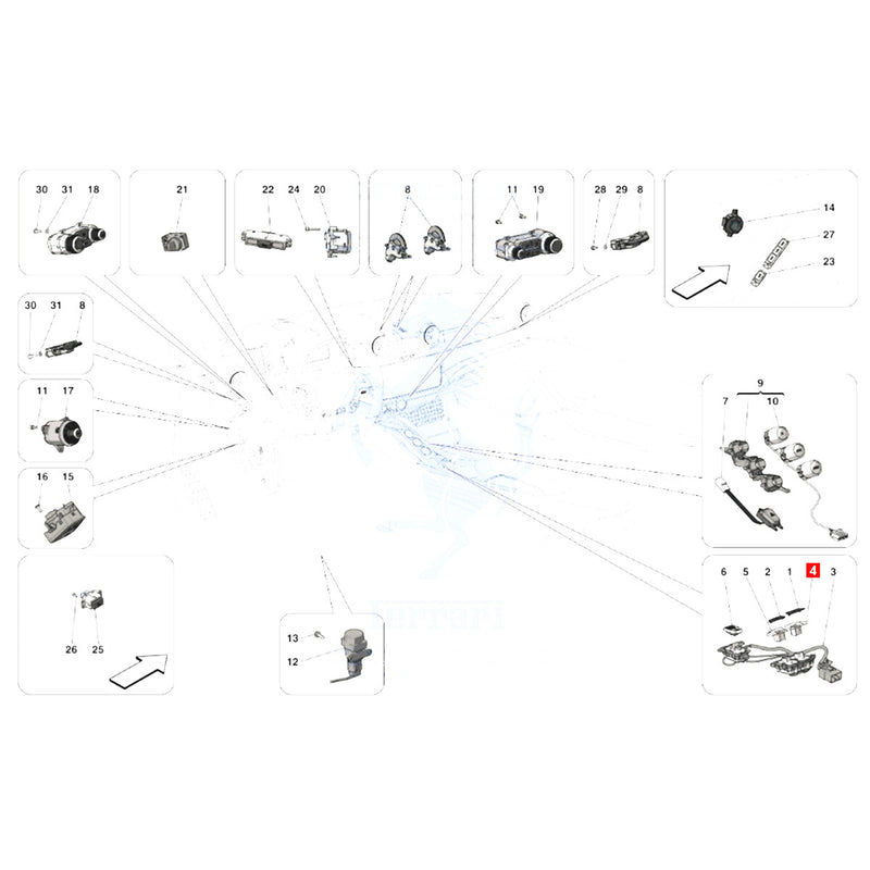 WXZOS Window Glass Lift Control Switch Panel Replace for Ferrari Portofino 2018-2024