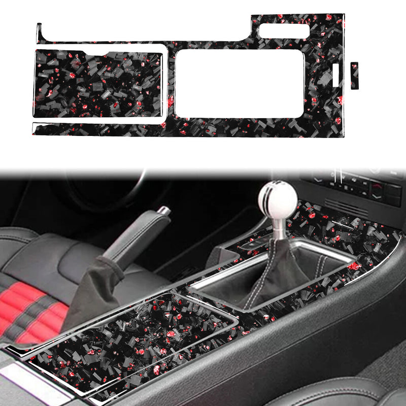 WXZOS Genuine Carbon Fiber Center Console Panel Trim for Ford Mustang 2009-2013