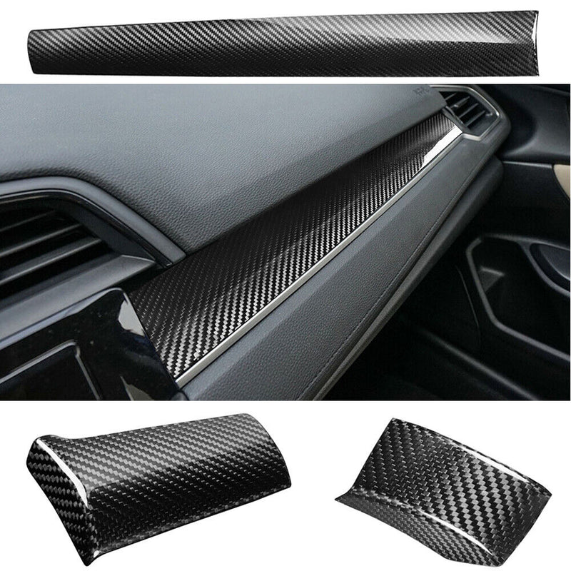 Car Genuine Carbon Fiber Front Console Panel Trim Kit for Honda Civic 2016-2020