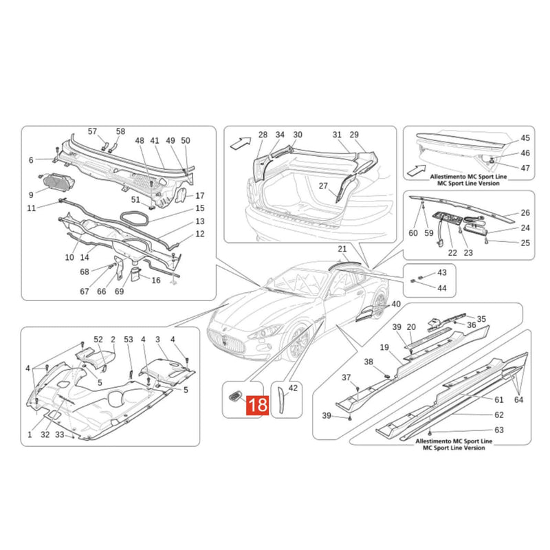 WXZOS Car  Carbon Fiber Side Fender Vent Trim for Maserati GranTurismo (M145) 2009-19