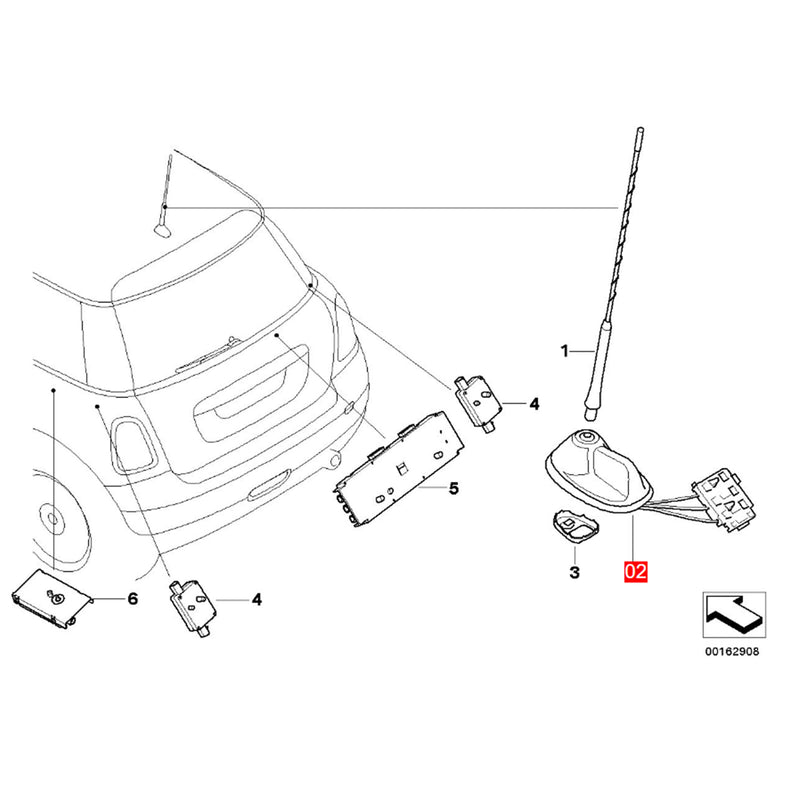WXZOS Rear Roof Antenna Base w/Gasket Repair Kit for Mini Cooper R55 R56 2008-2014