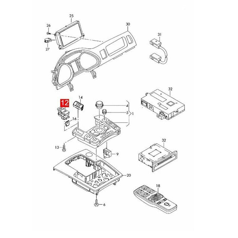 Engine Ignition Start-Stop Switch Button Cap Repair Kit for Audi Q7 2006-2009
