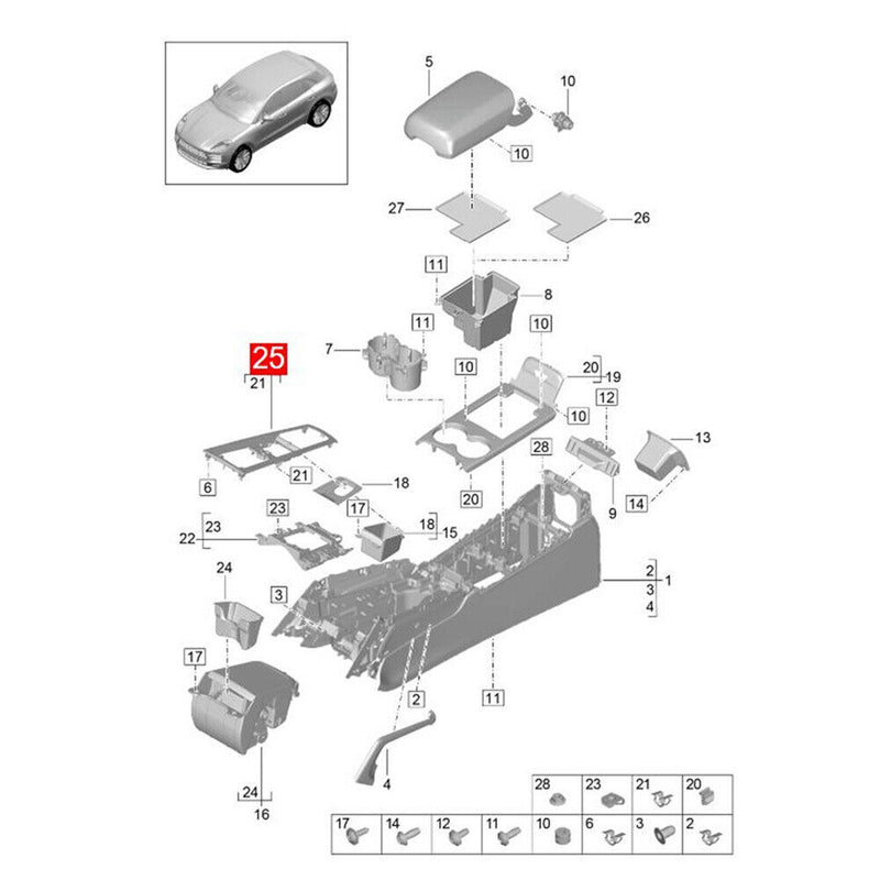 Vendita Console centrale ghiera leva cambio per Porsche Macan (95B) 2014-22