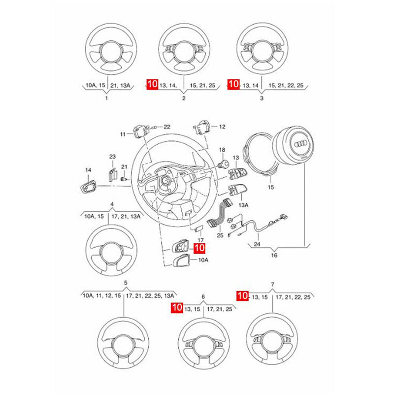 4E0951527AH Steering Wheel Mode Control Left Switch Button for Audi 2010-2012 A3