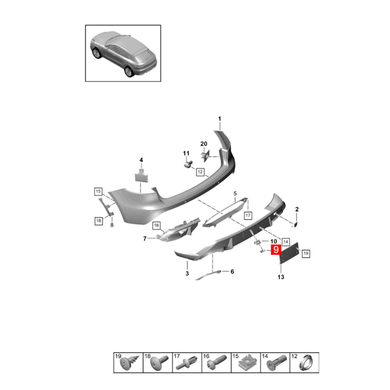 WXZOS Rear Reversing Camera Support Bracket for Porsche Macan (95B) 2022-2024