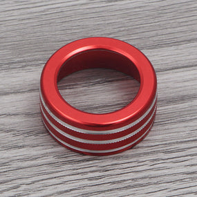 Red 2Pcs AC Climate Control Radio Volume Knob Ring Covers For BMW E90 E91