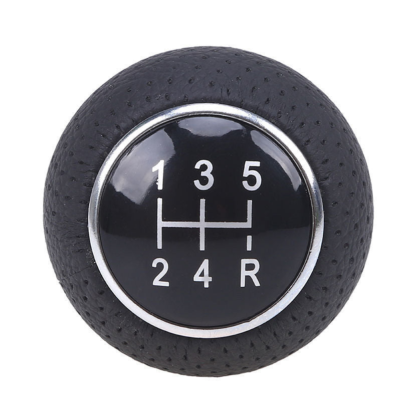 Universal 5-Speed Black Leather Car Manual Gear Stick Shifter Shift Knob Lever