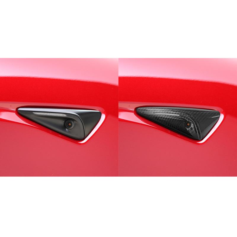 WXZOS Genuine Carbon Fiber Side Fender Camera Trim for Tesla Model 3/Y HW4.0 2023-2024