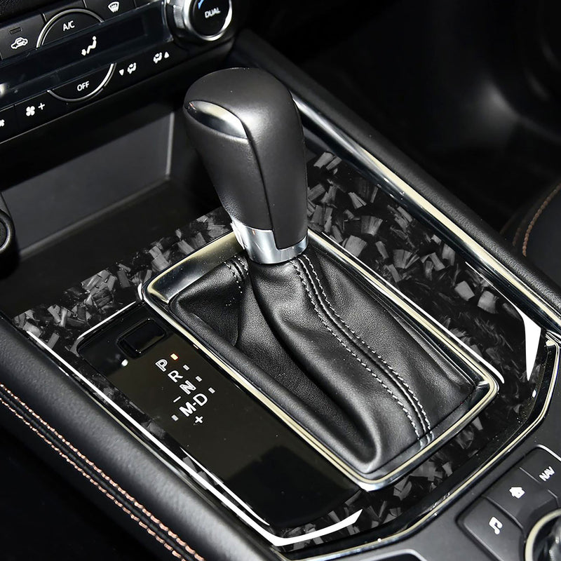 WXZOS Genuine Carbon Fiber Gear Shift Knob Lever Panel Trim for Mazda CX-5 2016-2019