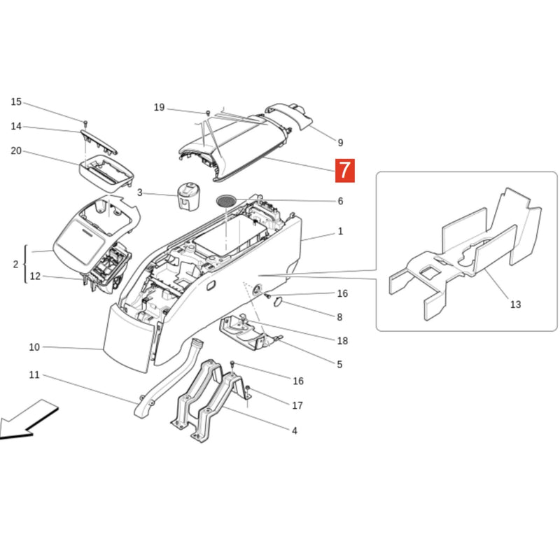 WXZOS Center Armrest Cover Lid Hinge Torsion Spring for Maserati 2014-2023 Ghibli M157