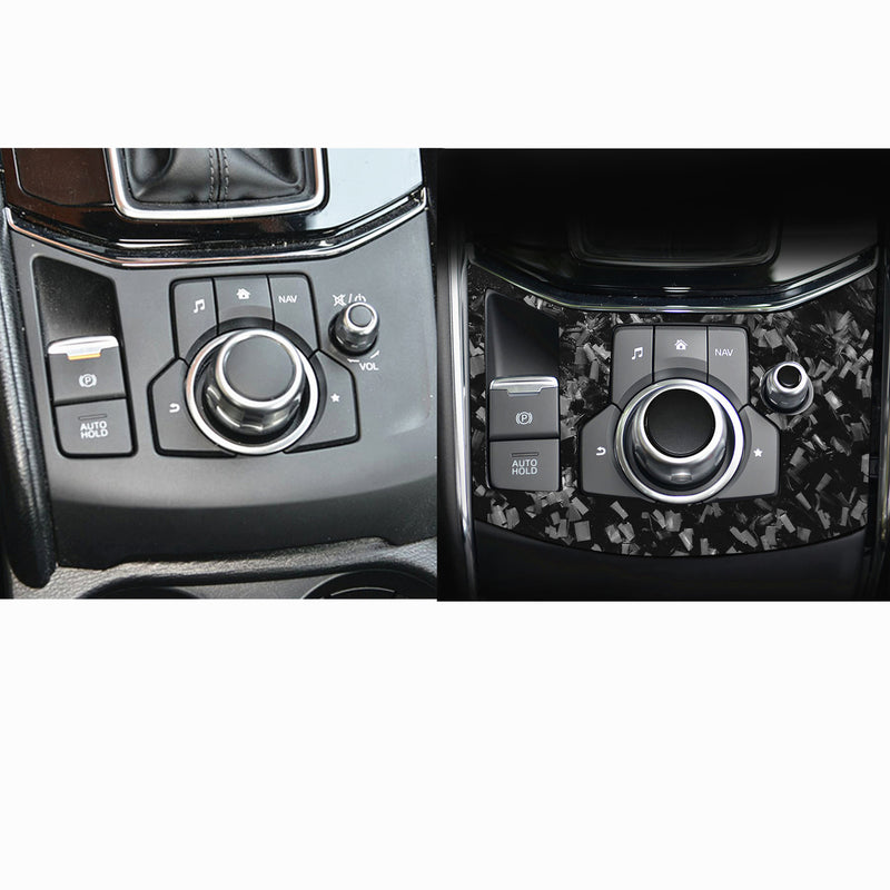 WXZOS Genuine Carbon Fiber Center Console MMI Switch Trim for Mazda CX-5 2016-2019