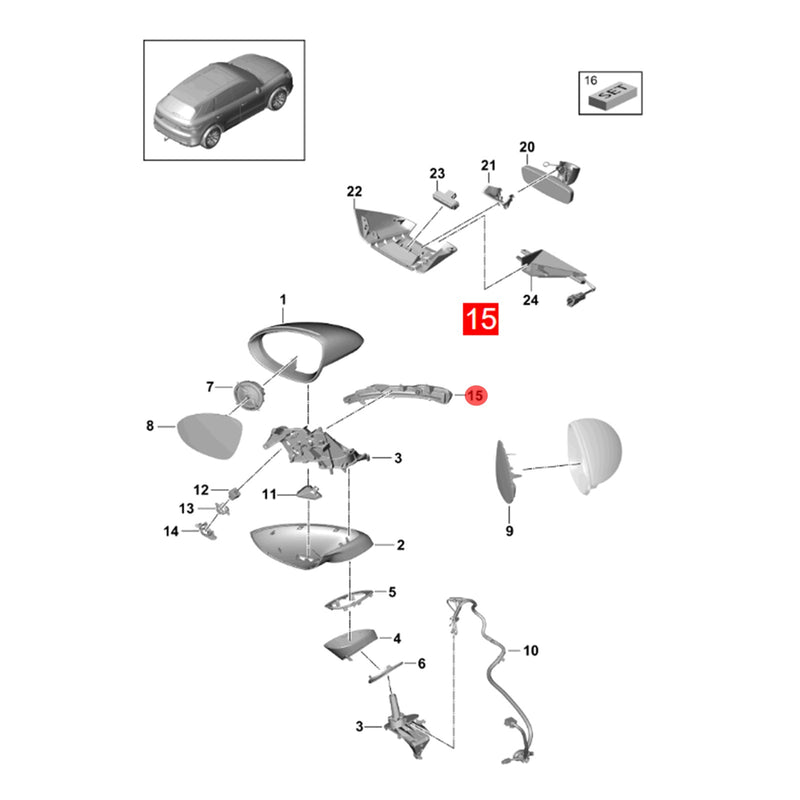 WXZOS Left Wing Mirror Turn Signal Light Indicator for Porsche Cayenne 9Y0 2018-2023