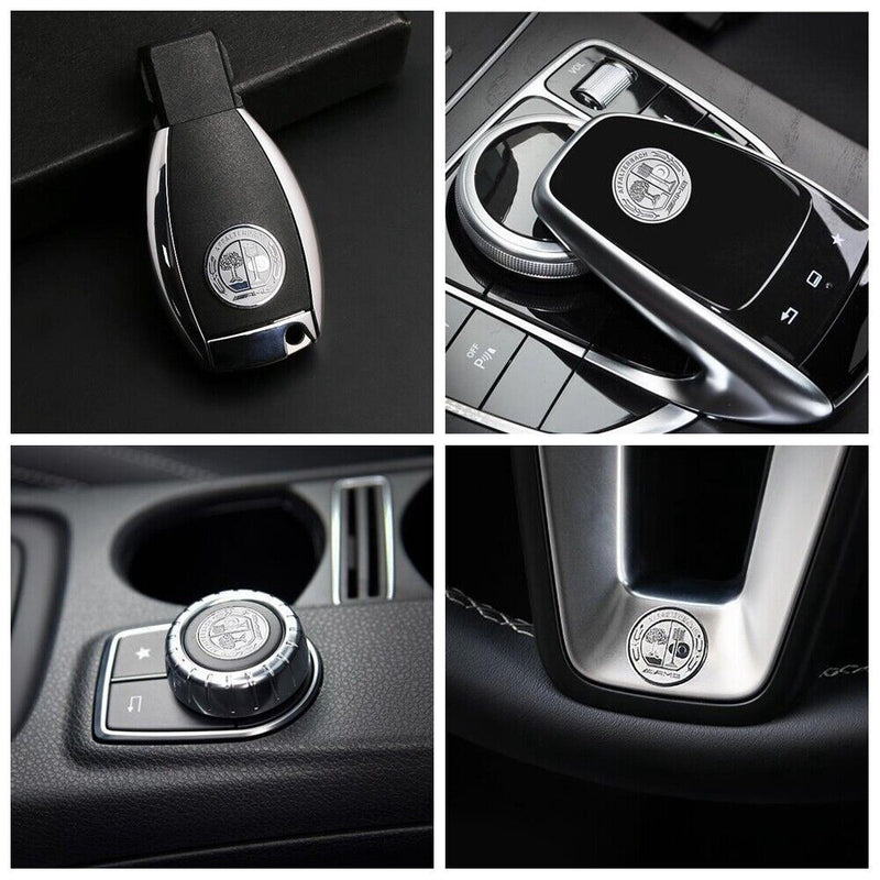 For Mercedes-Benz AMG Silver Aluminum Car Key Switch Cover Interior Trim