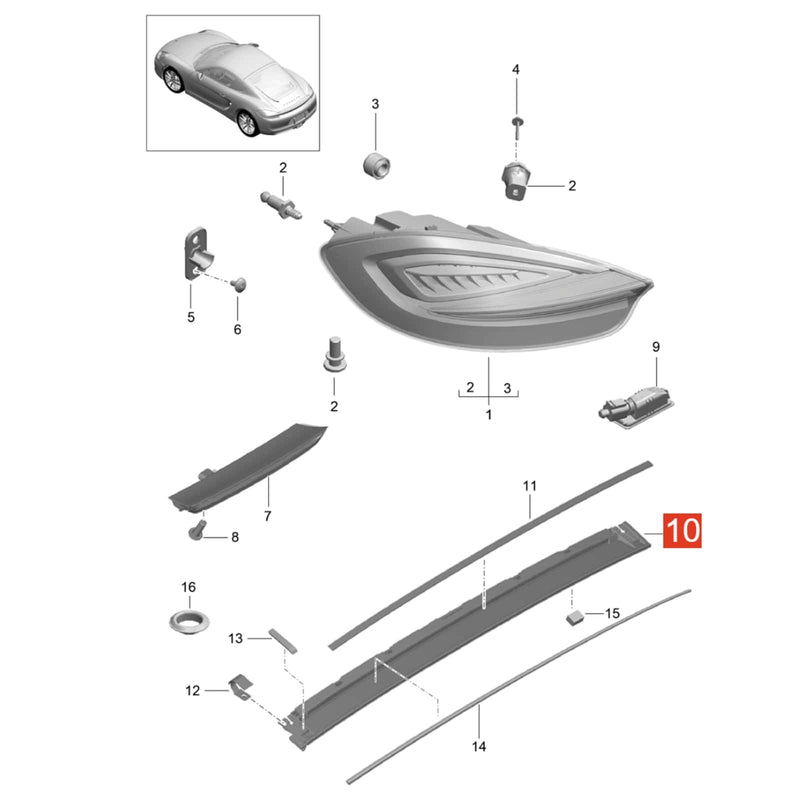 WXZOS Rear High Mount 3rd Third Brake Stop Light for Porsche Cayman (981) 2013-2016