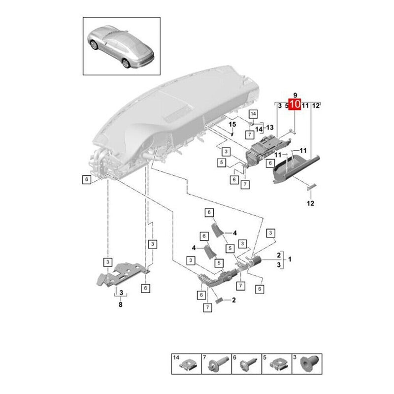 Amortisseur amortisseur boîtes à gants pour Porsche Panamera (971) 2017-2021