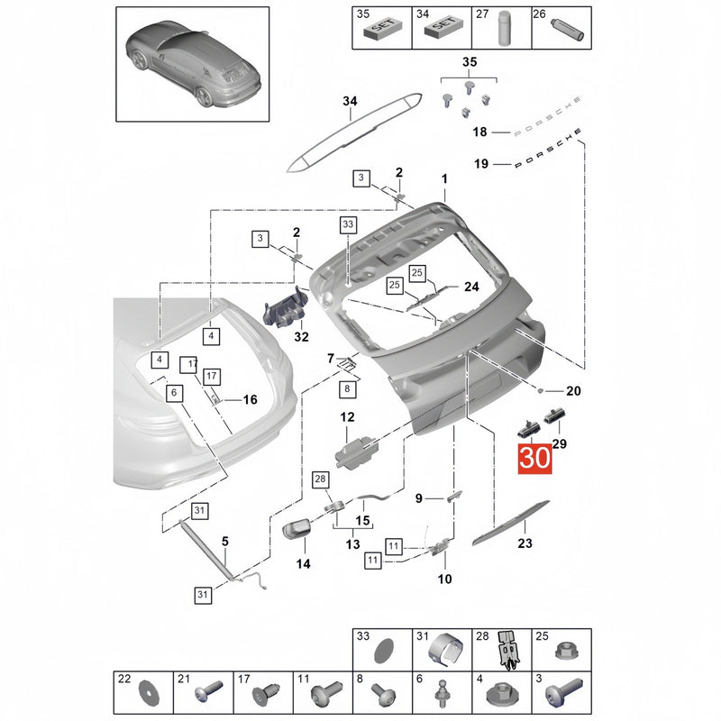 Rear View Reversing Camera w/Cable Kit for Porsche Panamera (971) 2019-2022
