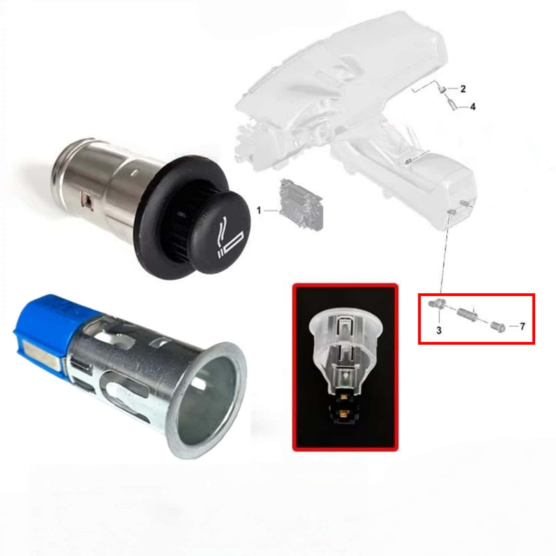 WXZOS Rear Center Cigarette Lighter Socket Kit for Porsche Cayenne (9Y0) 2018-2024