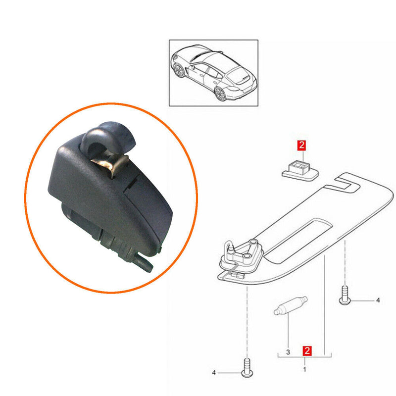 Black Sun Visor Gray Clip Hook Retainer for Porsche Panamera 2010-2016