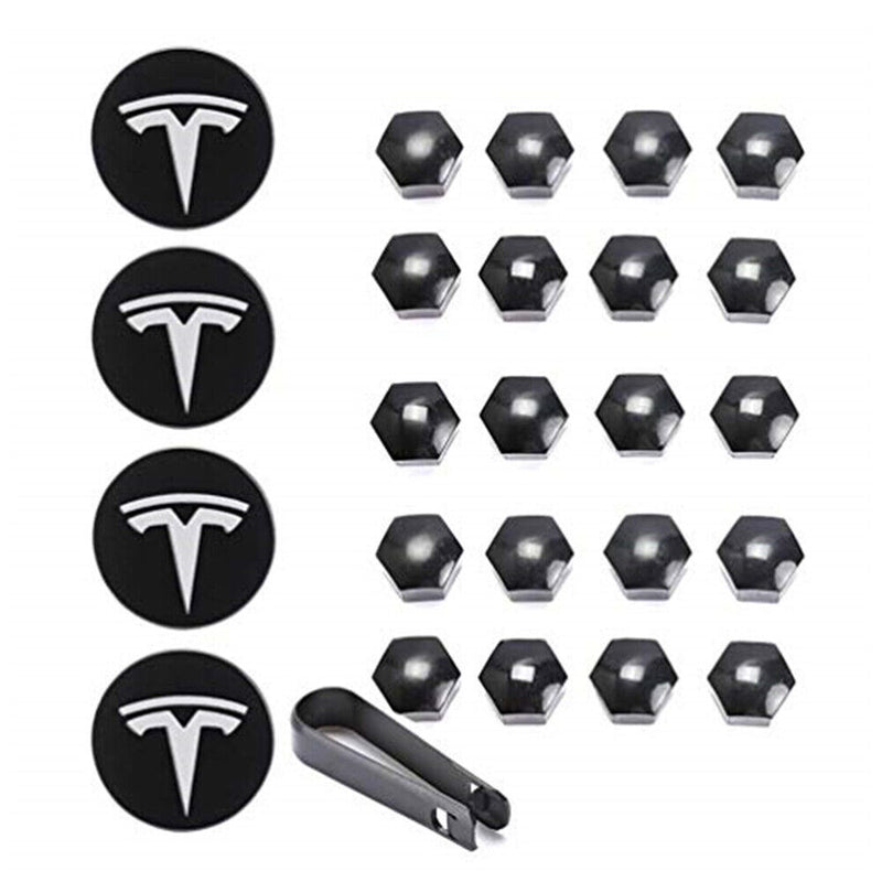 25PCS Wheel Center Hub Cap Cover+Lug Nut Covers kit for Tesla Model S X