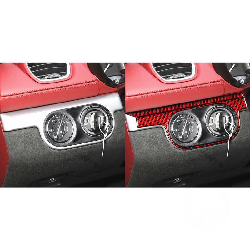 WXZOS Genuine Carbon Fiber Headlight Switch Trim for Porsche 718 Cayman 2017-2025