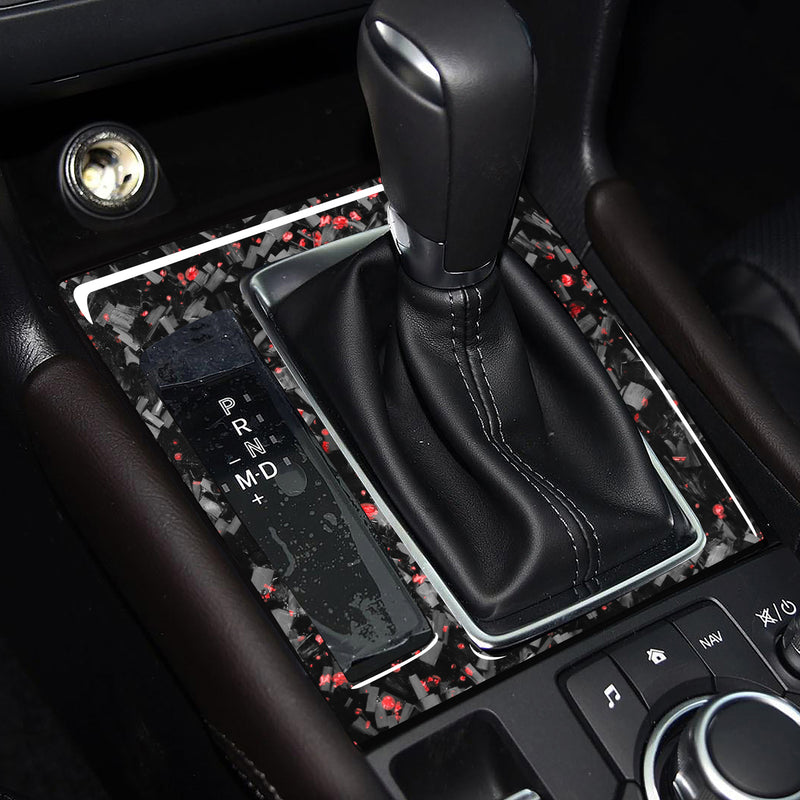 WXZOS Genuine Carbon Fiber Gear Shift Knob Lever Panel Trim for Mazda CX-4 2017-2018