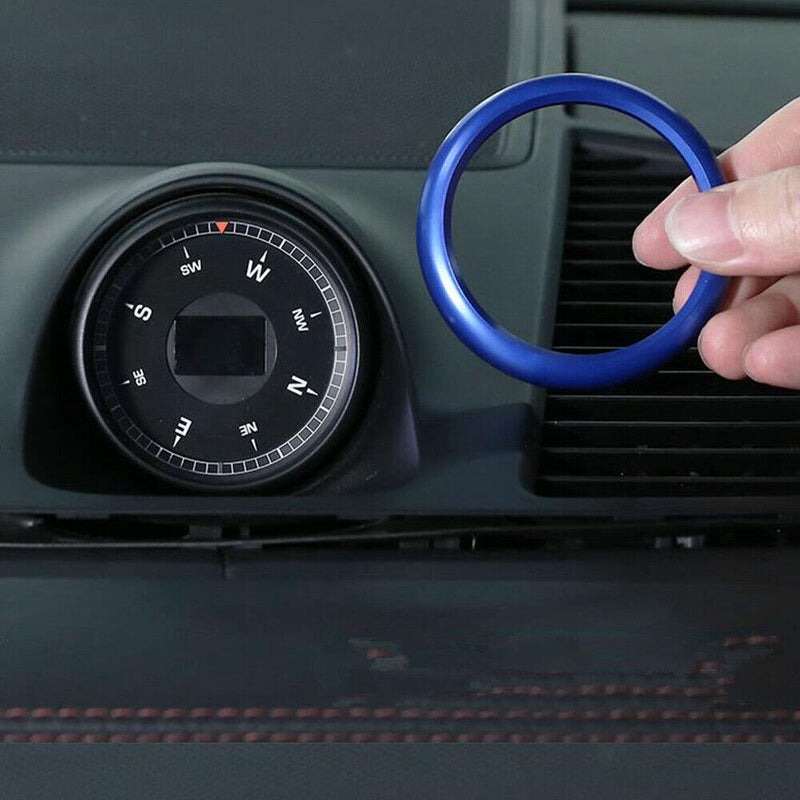 Dash Center Clock Decor Circle Blue Alloy Cover Trim for Porsche 2015-2021 Macan