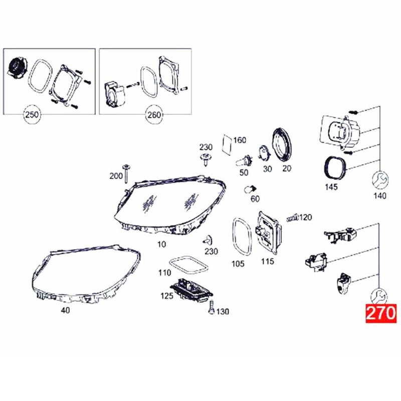 Support de bo?tier de phare droit pour Mercedes Classe C W205 S205 C205 2019-...