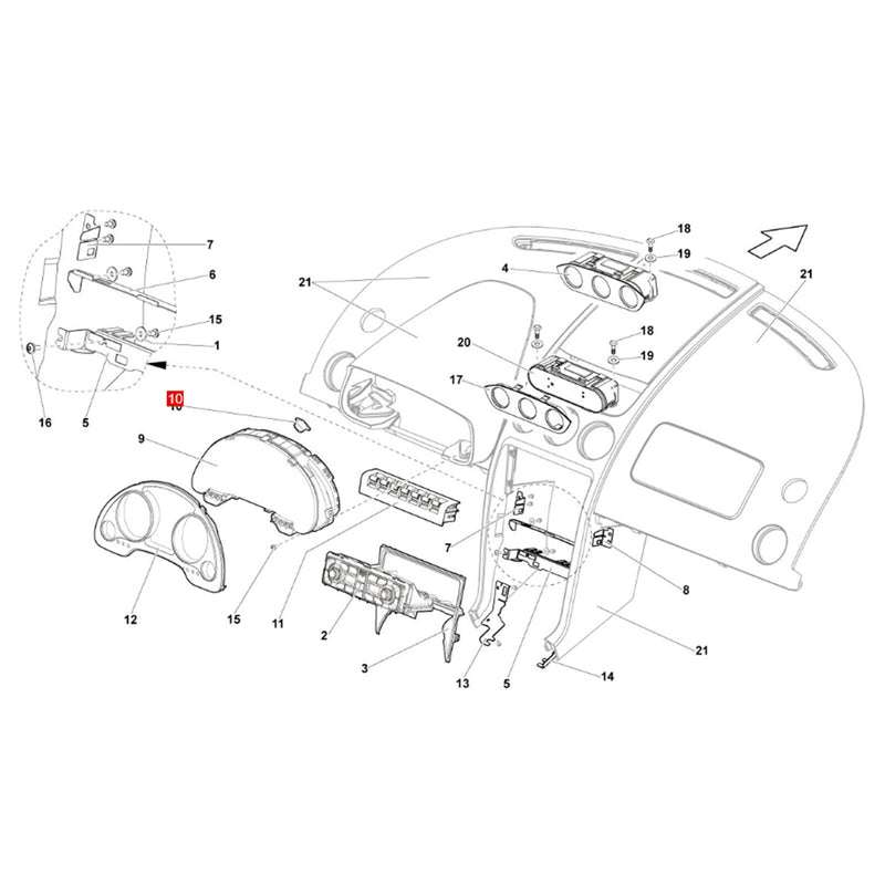 WXZOS Front Center Dashboard "R" Reverse Button for Lamborghini Gallardo 2010-2013