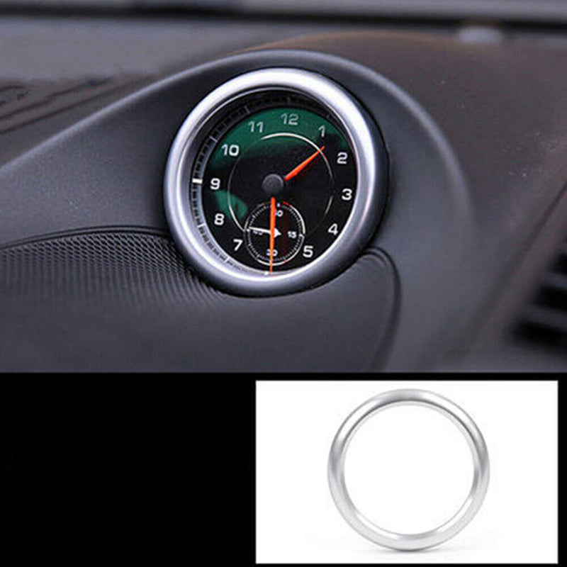 Dash Center Clock Decor Circle Silver Alloy Cover for Porsche 2011-2019 Cayenee