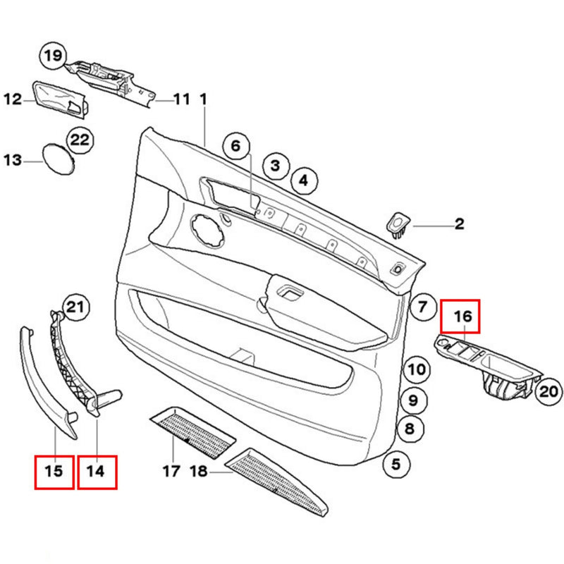 WXZOS Interior Door Armrest Inside Pull Handle Repair Kit for BMW X6 E71 2008-2014