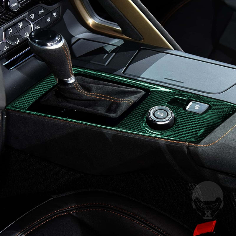 WXZOS 1PC Carbon Fiber Center Console Panel Trim for Chevrolet Corvette C7 2014-19