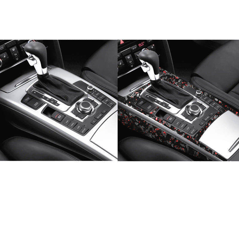 WXZOS Genuine Carbon Fiber Gear Shift Lever Panel Trim for Audi A6 C6 S6 RS6 2005-2011