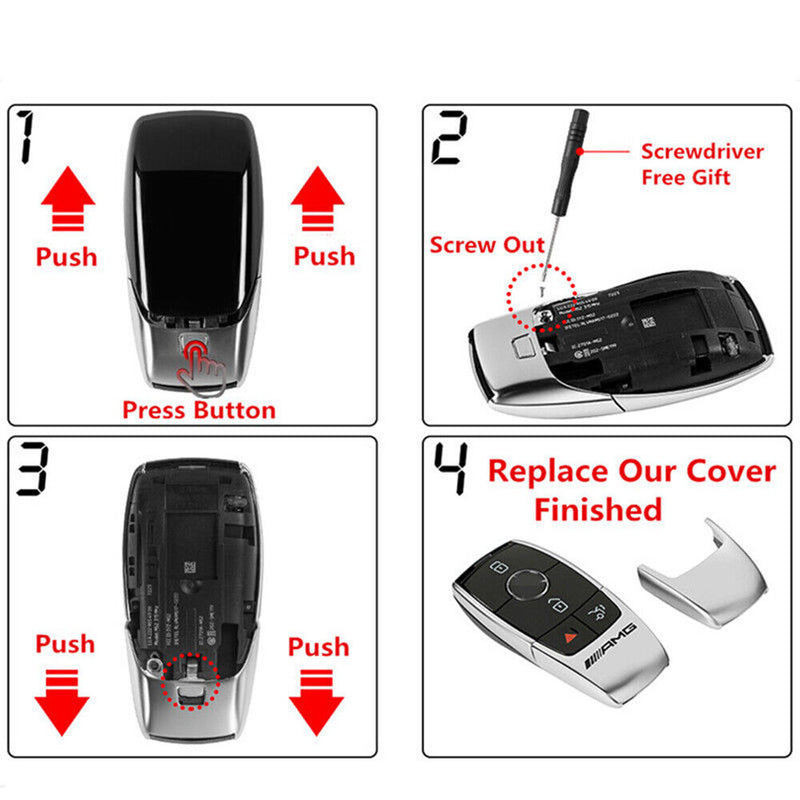 Alloy Remote Smart Key Shell Case For Benz S E Class 2016-2018 Silver