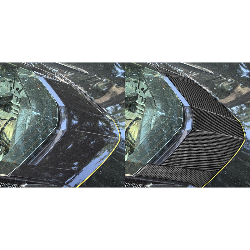 WXZOS Genuine Carbon Fiber Rear Engine Hatch Trim for Chevrolet Corvette C8 2020-2024