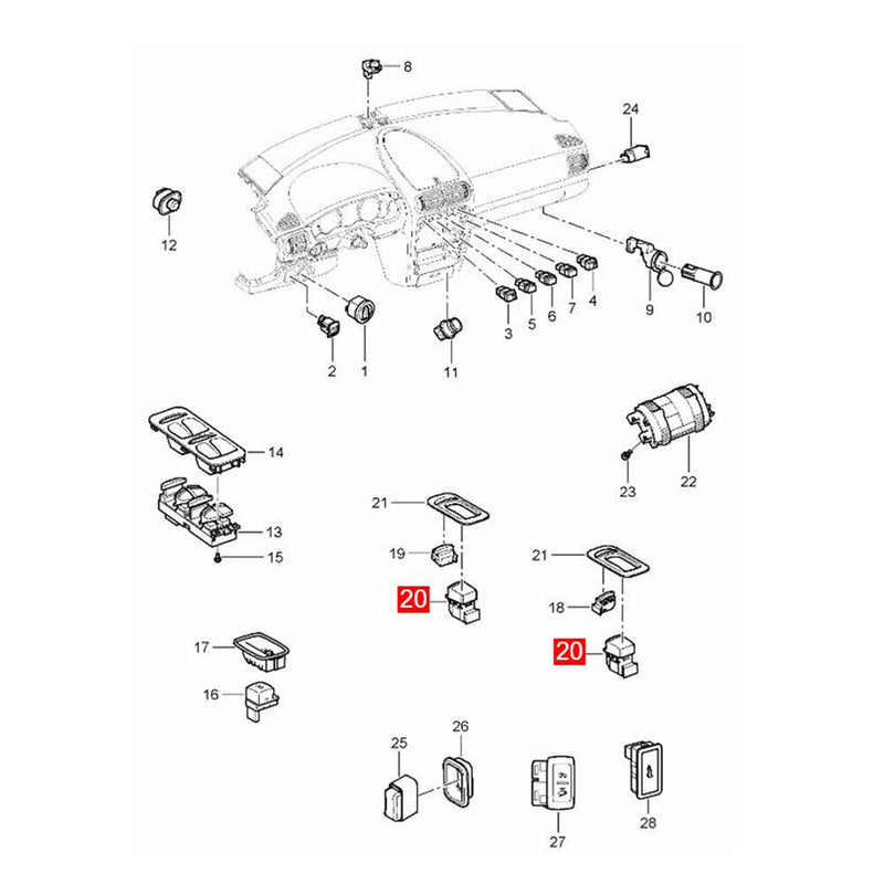 Sale Passenger Side Window Control Switch Button for Porsche Cayenne 2003-2010