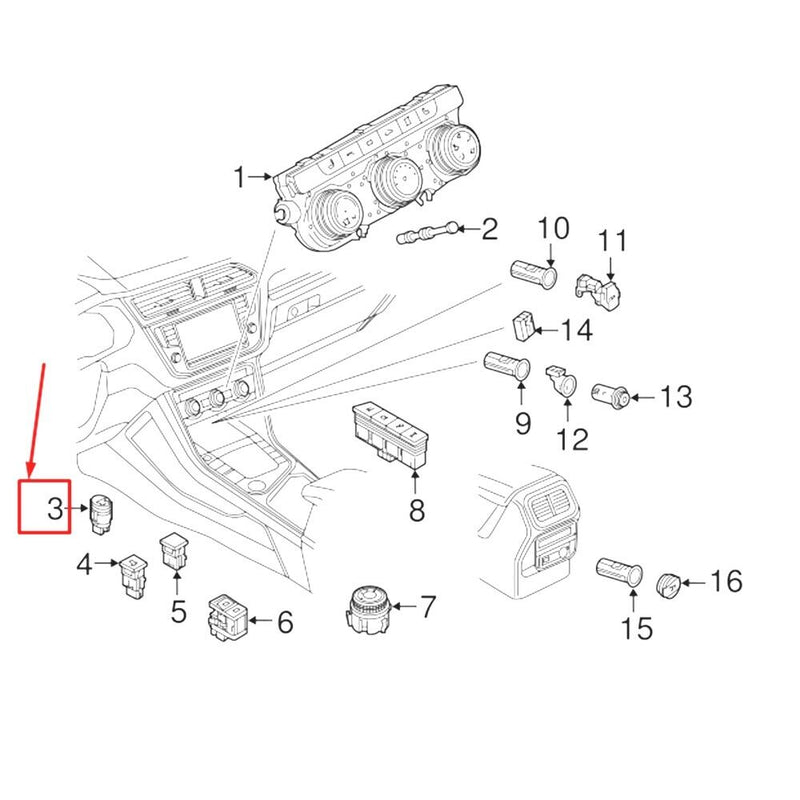 Pulsante Start-Stop Accensione Motore 5NB959839A 3Q7 per VW Tiguan 2018-2021