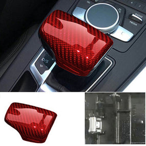 Red Carbon Fiber Gear Shift Knob Cover for Audi 2017-2022 A4 Allroad Q5 LHD